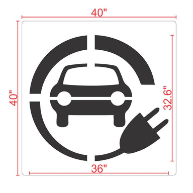 Electric Vehicle Charging Station Car with Plug Stencil 36" Measurement