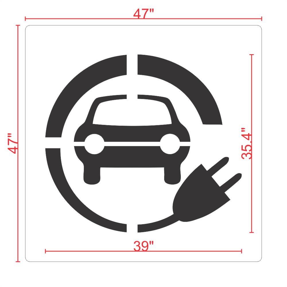 Electric Vehicle Charging Station Car with Plug Stencil 39" Measurement