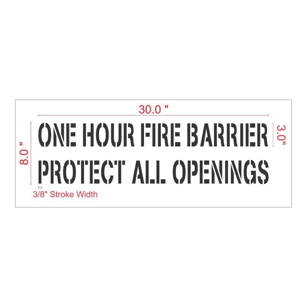 One Hour | Fire Barrier and Smoke Barrier Signs | Fire Code Stencils