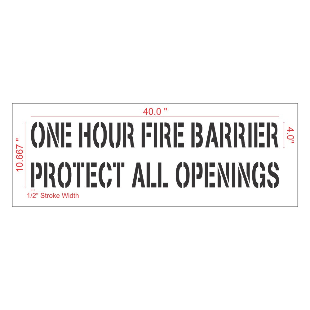 One Hour | Fire Barrier and Smoke Barrier Signs | Fire Code Stencils