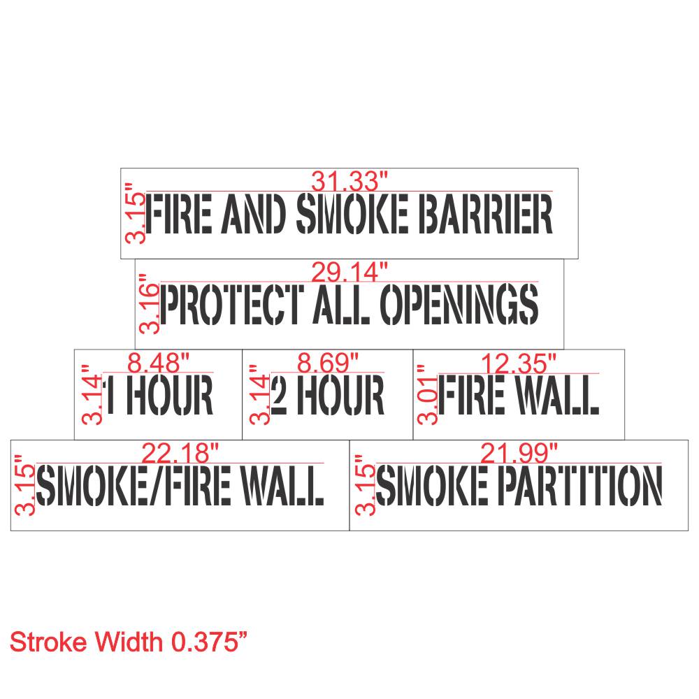 Fire Rate Sign Fire Wall Marking Kit - 7 Durable Stencils for Compliance | Stencil Ease