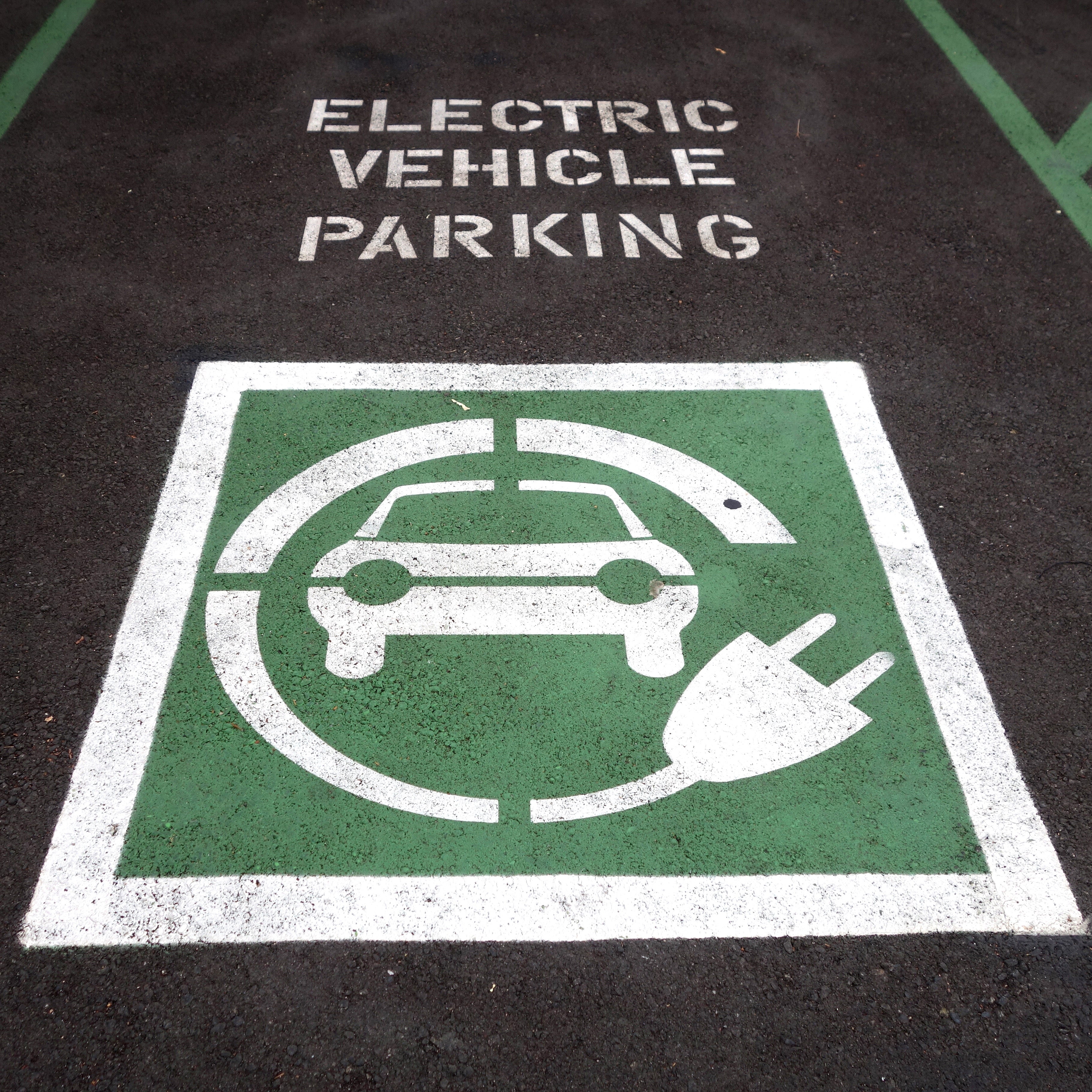 Electric Vehicle Charging Station Stencil - Car with Plug Design