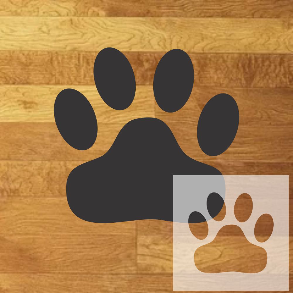 Wild Cat Paw Print  design mockup with inset of the stencil sheet