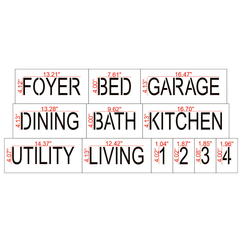 Residential Home Room Marking Stencil Set