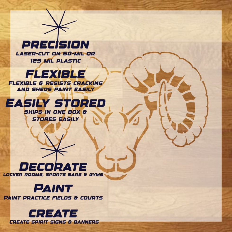 Rams Mascot Stencil: Team Mascots For Fields and Gym Walls – Stencil Ease
