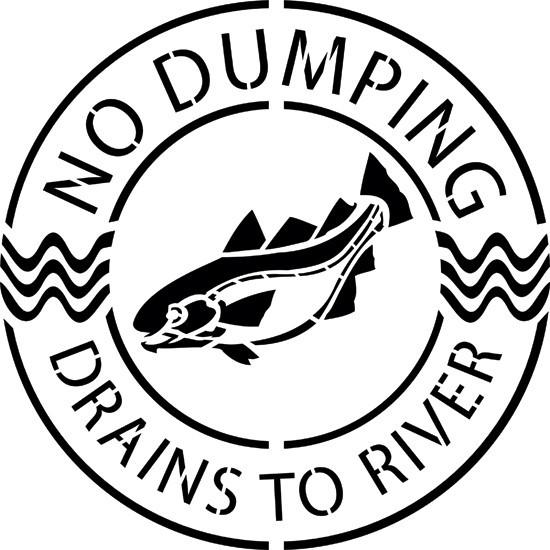 Circular Drains to River Storm Drain Stencil