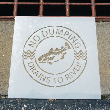 Circular Drains to River Storm Drain Stencil