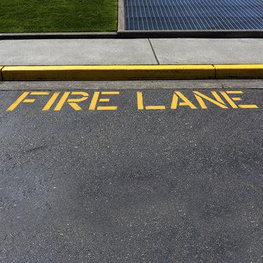 FIRE LINE NO PARKING TOW AWAY Curb blocks parking lot stencils – QcpSigns