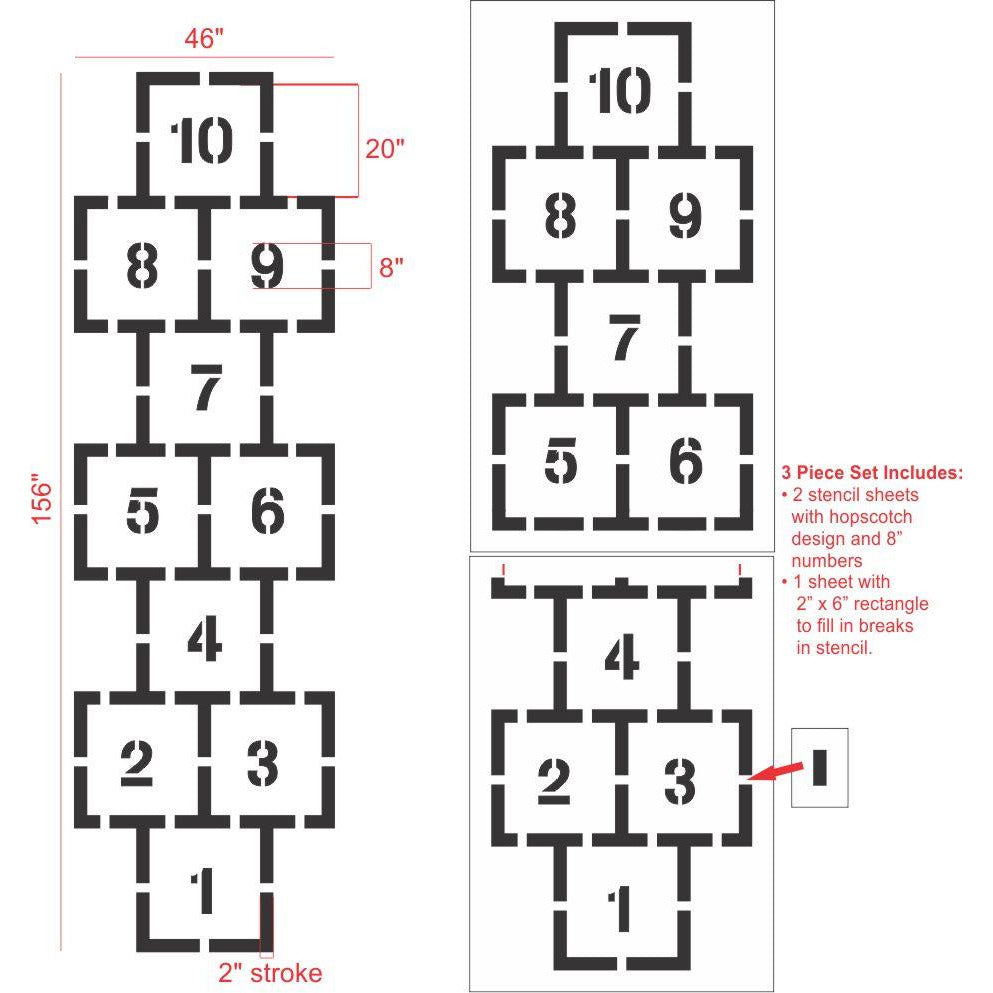 Traditional Square Hopscotch Stencil 10 Mil