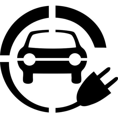 Electric Vehicle Charging Station Car with Plug Stencil
