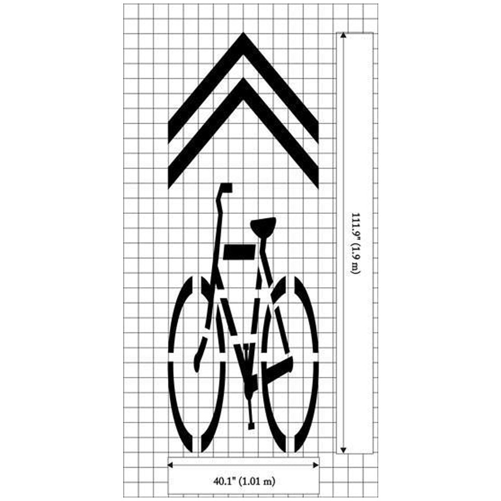 Bike with Chevron MUTCD Standard Pavement Stencils