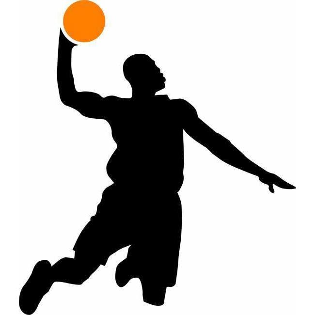 Professional basketball player silhouette shooting