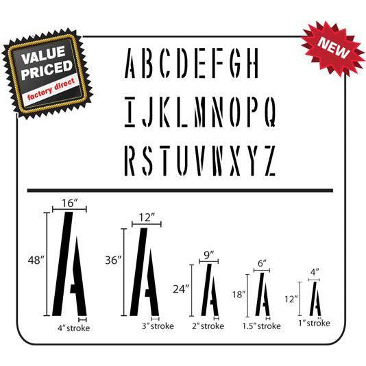 12 Alphabet Stencil Kit Parking Lot/ Pavement Marking