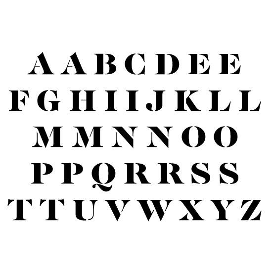 Alphabet stencils font n.15 - Uppercase. Individual letters A to Z