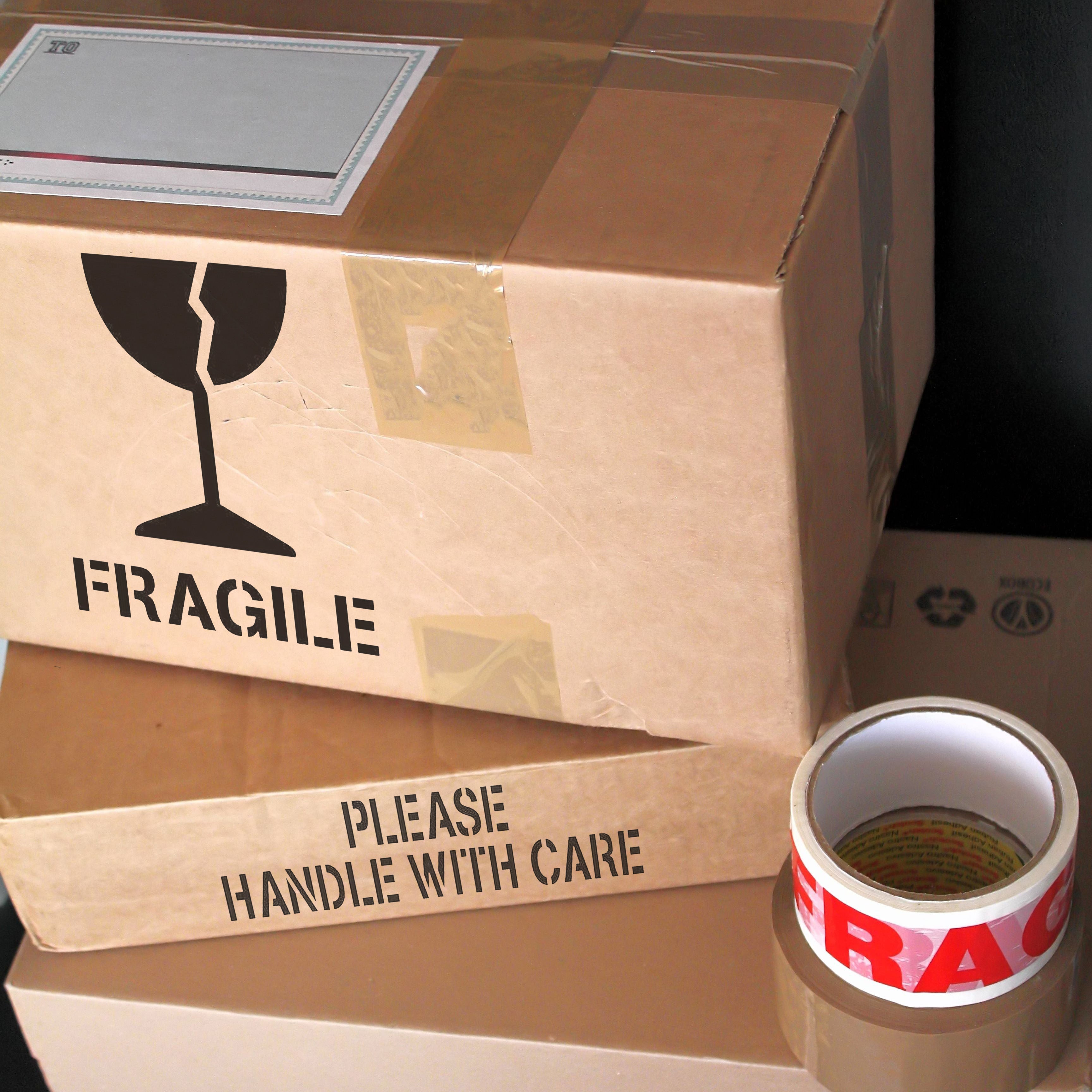 Fragile Freight Marking Stencil - marked shipping boxes.