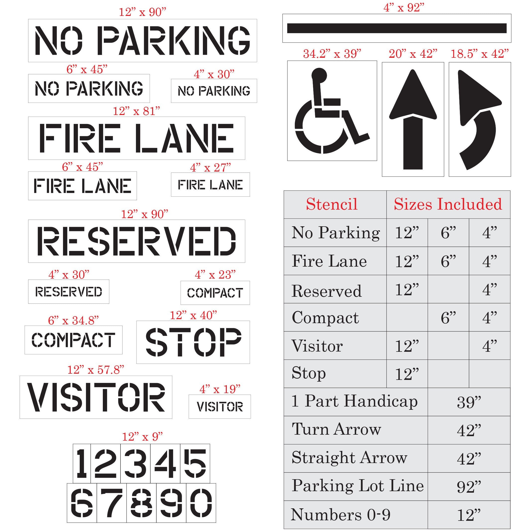 Parking Lot and Road Marking Stencil Kit