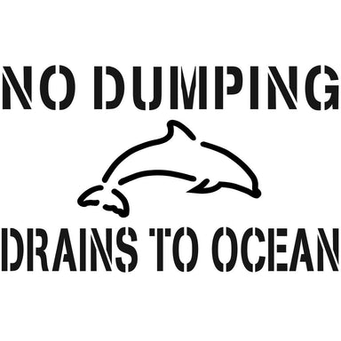 No Dumping Drains to Ocean Storm Drain Stencil