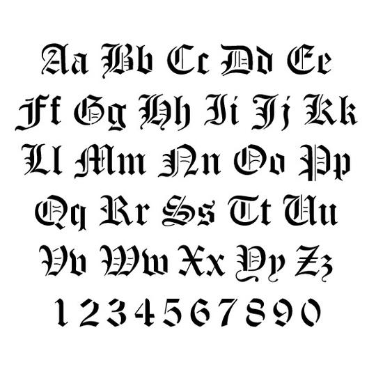 Old English Letter and Number Set