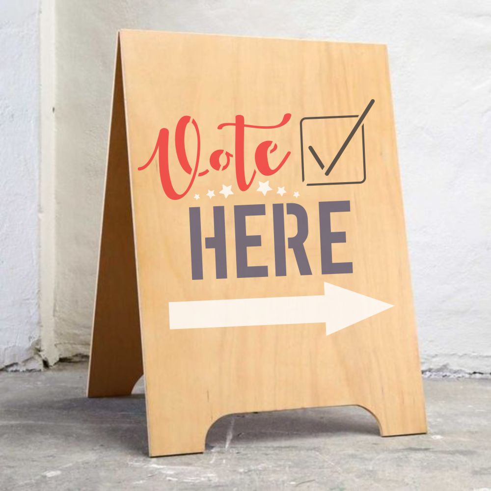 Vote Here Election Sign Stencil Stencil Ease