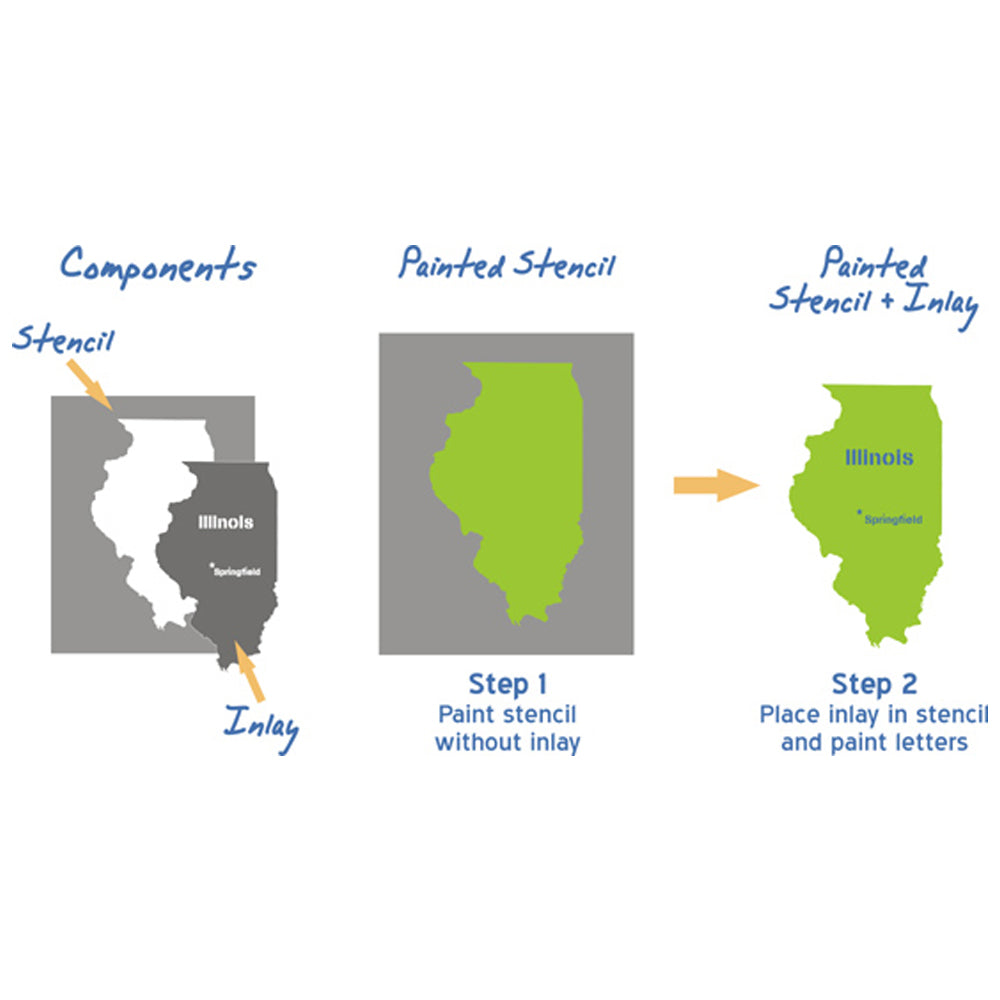 Illinois State Map Stencil
