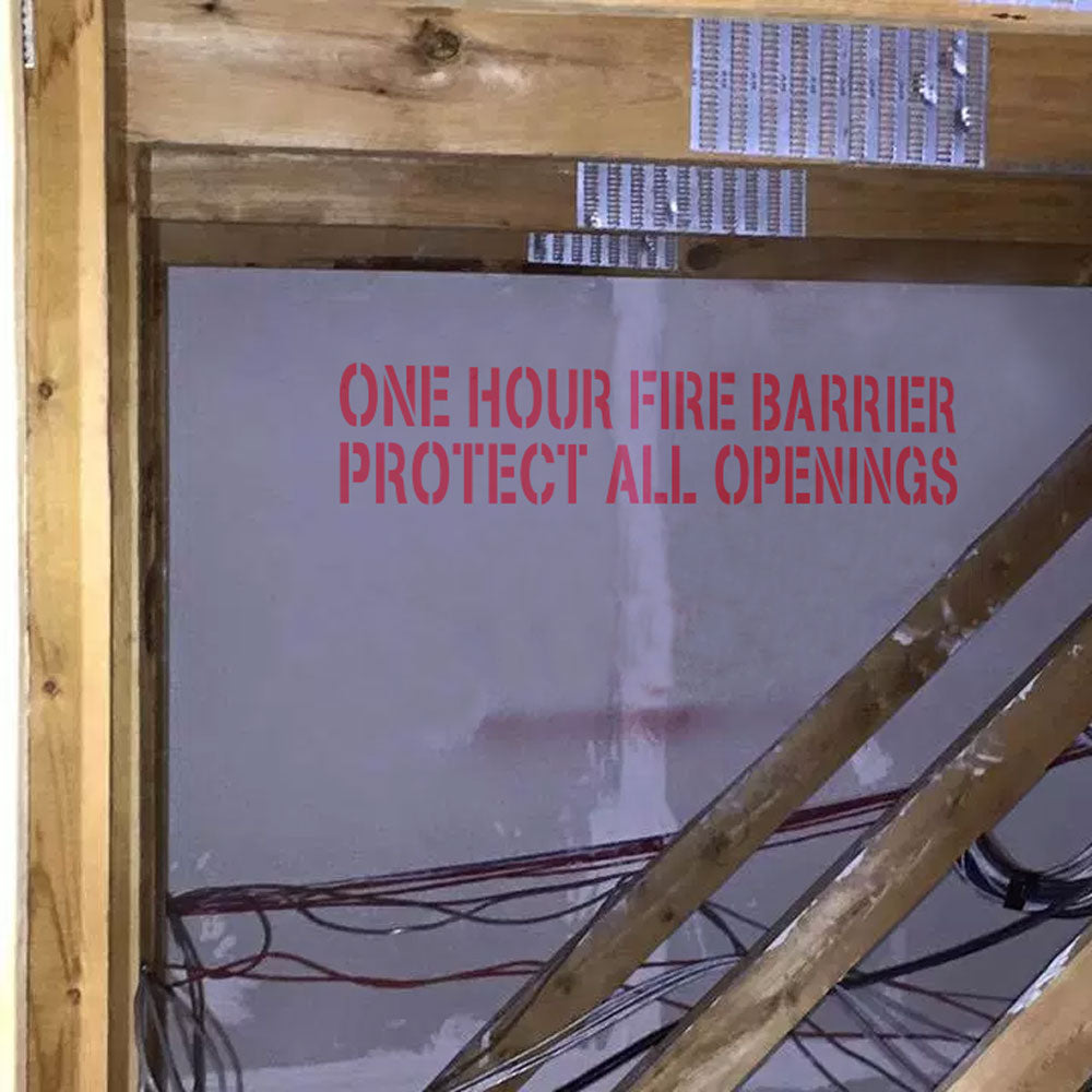 One Hour Fire Barrier Protect All Openings Stencil