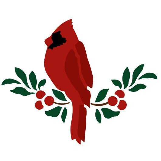 Stencils Border Cardinal Berries Stencilease stencils-border-cardinal-berries-stencilease